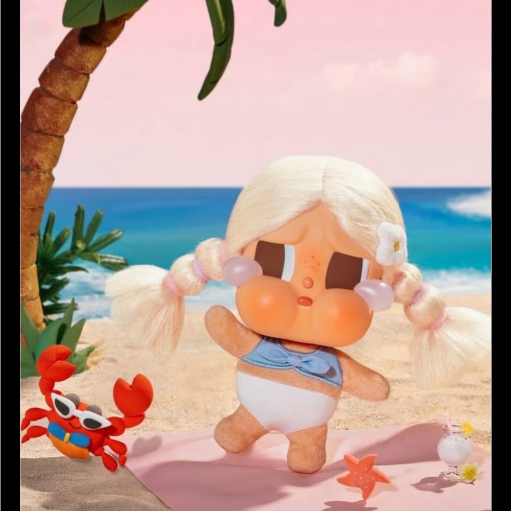 Pop Mart Crybaby vacation chilling on the beach doll